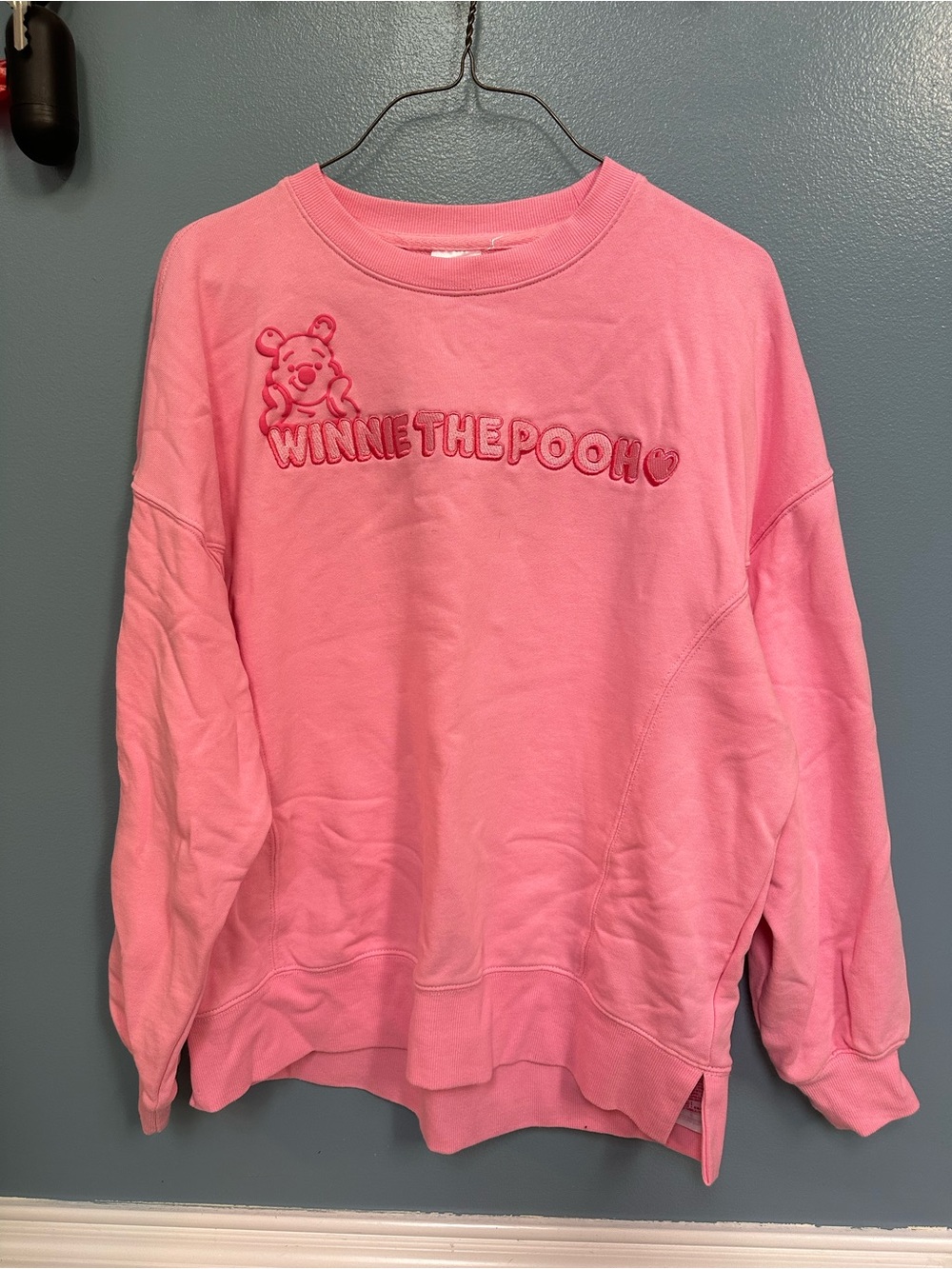 Winnie the Pooh Pink Embroidered Crewneck Sweatshirt